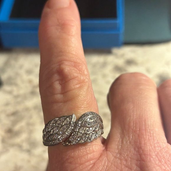 Bella Luce 1.09CTW Rhodium Over Sterling Silver Angel Wing Ring - Picture 3 of 3